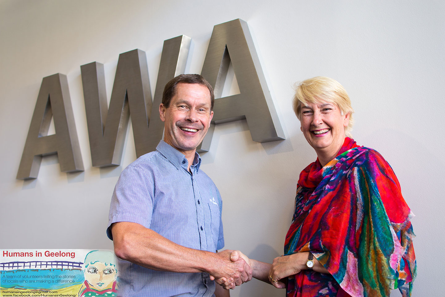 Graeme Scannell (CEO AWA Alliance Bank) congratulating Jacqui Bennett
